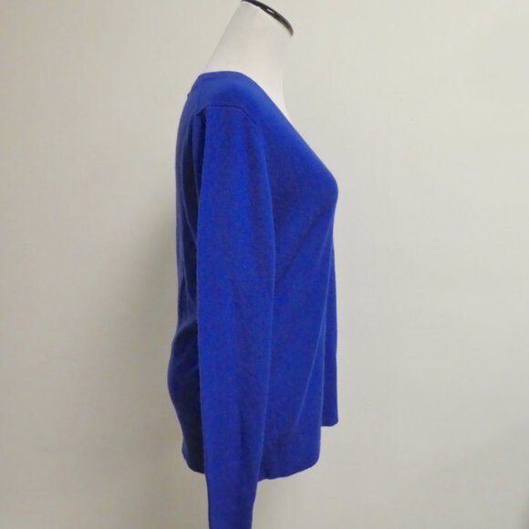 Halogen Nordstrom blue v neck cashmere sweater L - Picture 3 of 6